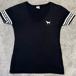 Victoria’s Secret pink black t shirt with logo size small